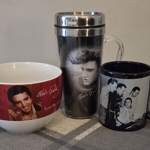 Elvis Presley Coffee Mug Set w/ Travel Tumbler Collectible Bundle